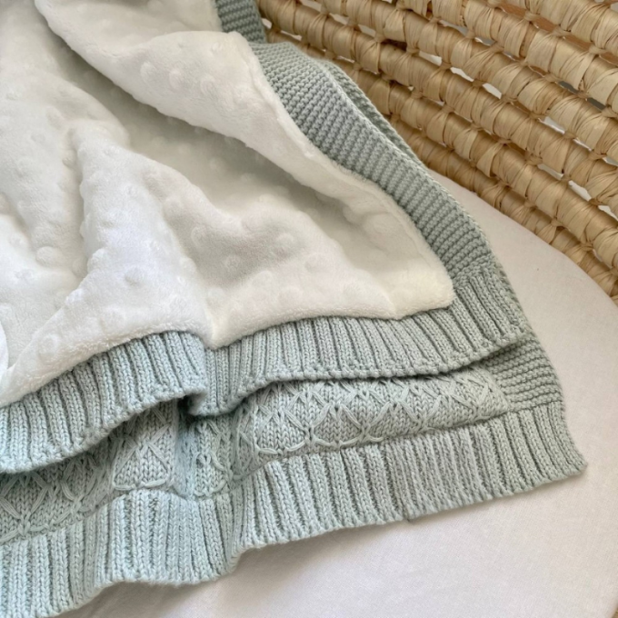 Paturica bebe Confort din bumbac si tesatura minky verde menta (1)